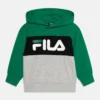Fila Bagana Blocked Hoody Unisex - Sweatshirt - Light Grey Melange/Verdant Green/Black