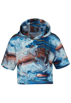 Fila Cide Aop Cropped Hoody - T-Shirt Imprimé - Blue Acrylic Pouring Aop